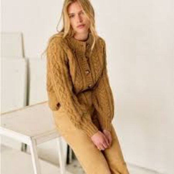 Sezane Andina Cardigan in Ochre Size L - Picture 2 of 9